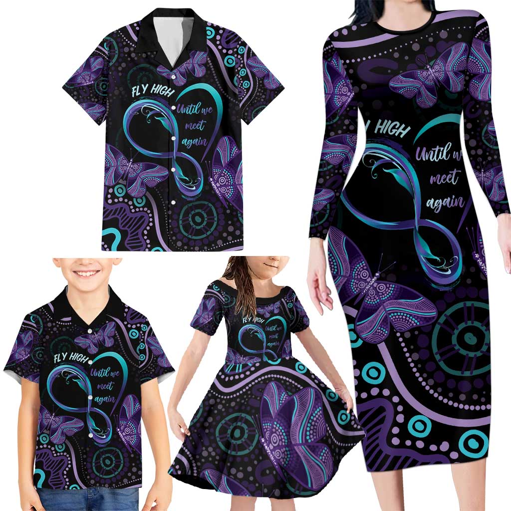 Personalized Australia Infinity Heart Indigenous Family Matching Long Sleeve Bodycon Dress and Hawaiian Shirt Fly High Until We Meet Again - Aussie Hoodie