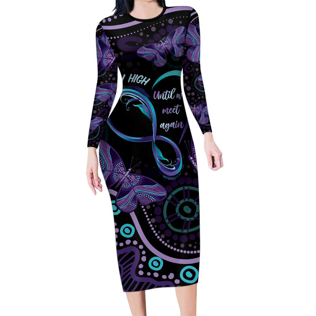 Personalized Australia Infinity Heart Indigenous Family Matching Long Sleeve Bodycon Dress and Hawaiian Shirt Fly High Until We Meet Again - Aussie Hoodie