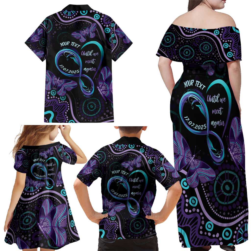 Personalized Australia Infinity Heart Indigenous Family Matching Off Shoulder Maxi Dress and Hawaiian Shirt Fly High Until We Meet Again - Aussie Hoodie