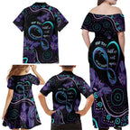 Personalized Australia Infinity Heart Indigenous Family Matching Off Shoulder Maxi Dress and Hawaiian Shirt Fly High Until We Meet Again - Aussie Hoodie