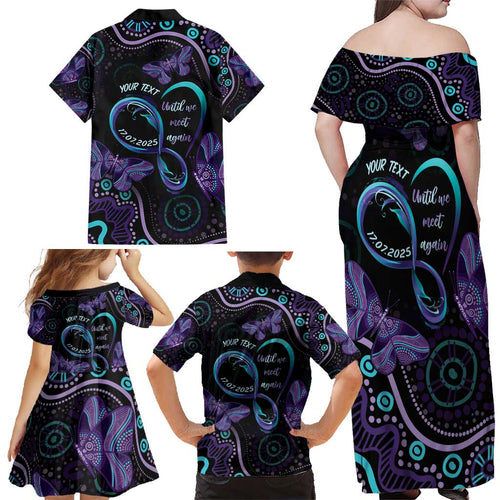 Personalized Australia Infinity Heart Indigenous Family Matching Off Shoulder Maxi Dress and Hawaiian Shirt Fly High Until We Meet Again - Aussie Hoodie