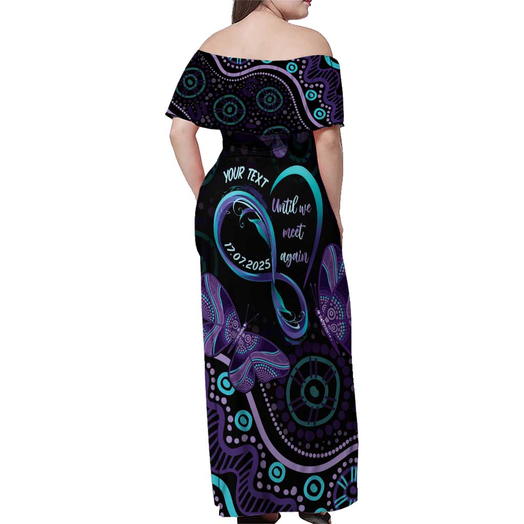 Personalized Australia Infinity Heart Indigenous Family Matching Off Shoulder Maxi Dress and Hawaiian Shirt Fly High Until We Meet Again - Aussie Hoodie