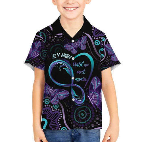 Personalized Australia Infinity Heart Indigenous Family Matching Off Shoulder Short Dress and Hawaiian Shirt Fly High Until We Meet Again - Aussie Hoodie
