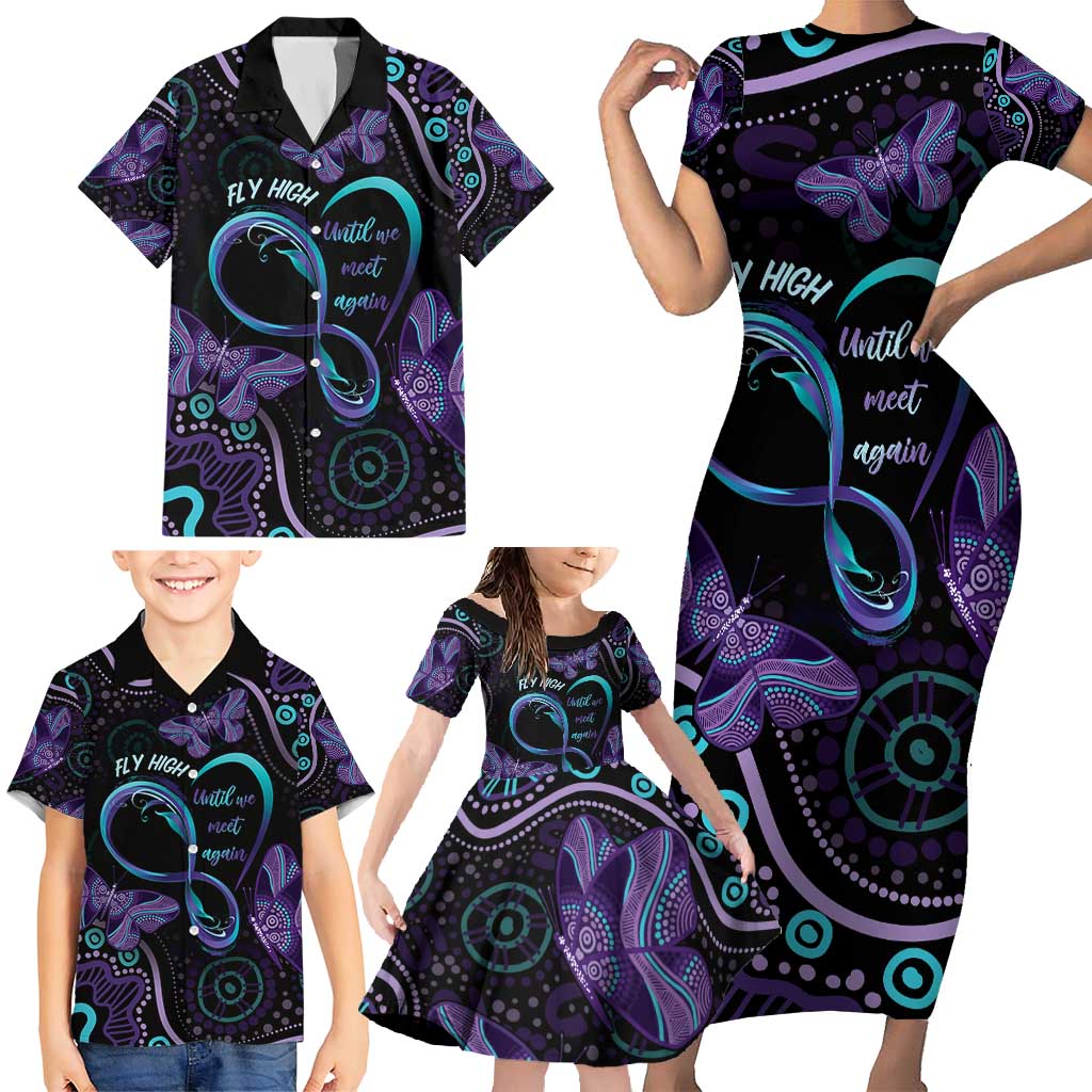 Personalized Australia Infinity Heart Indigenous Family Matching Short Sleeve Bodycon Dress and Hawaiian Shirt Fly High Until We Meet Again - Aussie Hoodie