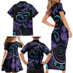 Personalized Australia Infinity Heart Indigenous Family Matching Short Sleeve Bodycon Dress and Hawaiian Shirt Fly High Until We Meet Again - Aussie Hoodie
