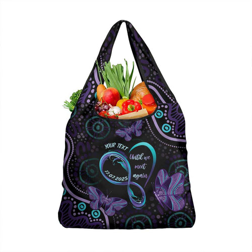 Personalized Australia Infinity Heart Indigenous Grocery Bag Fly High Until We Meet Again - Aussie Hoodie