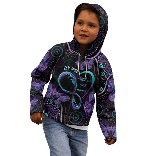 Personalized Australia Infinity Heart Indigenous Kid Hoodie Fly High Until We Meet Again - Aussie Hoodie