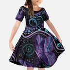 Personalized Australia Infinity Heart Indigenous Kid Short Sleeve Dress Fly High Until We Meet Again - Aussie Hoodie