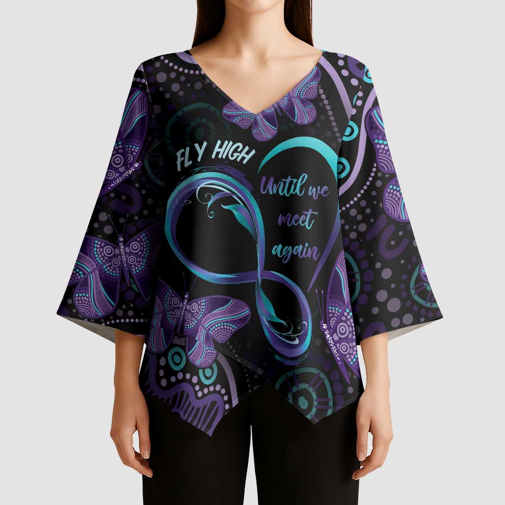 Personalized Australia Infinity Heart Indigenous Kimono Sleeve Blouse Fly High Until We Meet Again - Aussie Hoodie