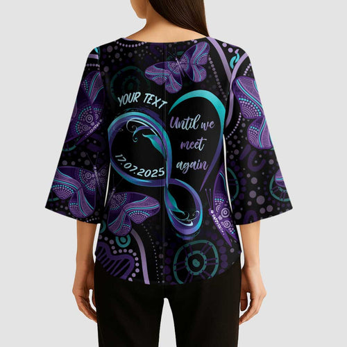 Personalized Australia Infinity Heart Indigenous Kimono Sleeve Blouse Fly High Until We Meet Again - Aussie Hoodie
