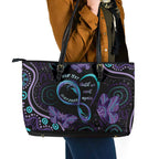 Personalized Australia Infinity Heart Indigenous Leather Tote Bag Fly High Until We Meet Again - Aussie Hoodie