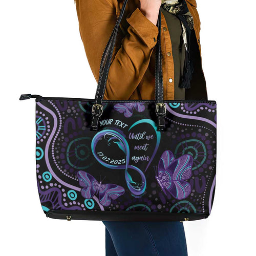 Personalized Australia Infinity Heart Indigenous Leather Tote Bag Fly High Until We Meet Again - Aussie Hoodie