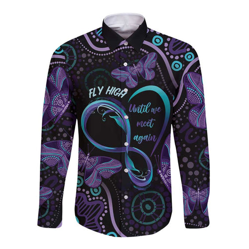 Personalized Australia Infinity Heart Indigenous Long Sleeve Button Shirt Fly High Until We Meet Again - Aussie Hoodie
