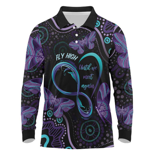 Personalized Australia Infinity Heart Indigenous Long Sleeve Polo Shirt Fly High Until We Meet Again - Aussie Hoodie
