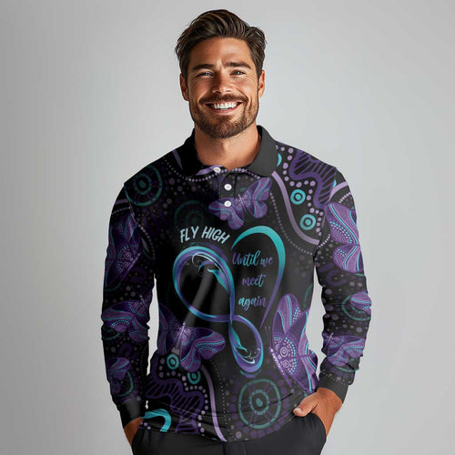 Personalized Australia Infinity Heart Indigenous Long Sleeve Polo Shirt Fly High Until We Meet Again - Aussie Hoodie