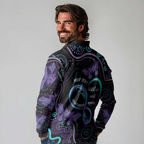 Personalized Australia Infinity Heart Indigenous Long Sleeve Polo Shirt Fly High Until We Meet Again - Aussie Hoodie