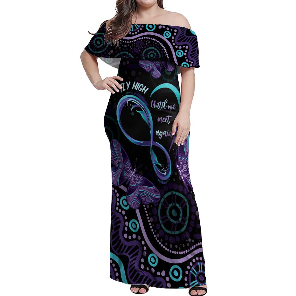 Personalized Australia Infinity Heart Indigenous Off Shoulder Maxi Dress Fly High Until We Meet Again - Aussie Hoodie