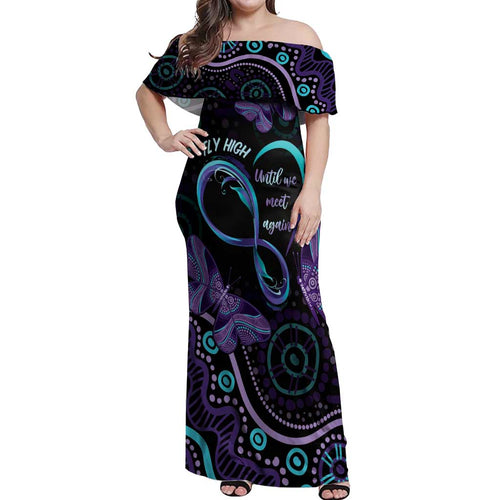 Personalized Australia Infinity Heart Indigenous Off Shoulder Maxi Dress Fly High Until We Meet Again - Aussie Hoodie
