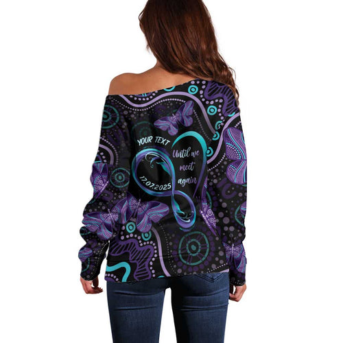 Personalized Australia Infinity Heart Indigenous Off Shoulder Sweater Fly High Until We Meet Again - Aussie Hoodie