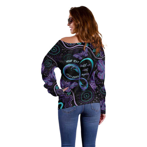 Personalized Australia Infinity Heart Indigenous Off Shoulder Sweater Fly High Until We Meet Again - Aussie Hoodie