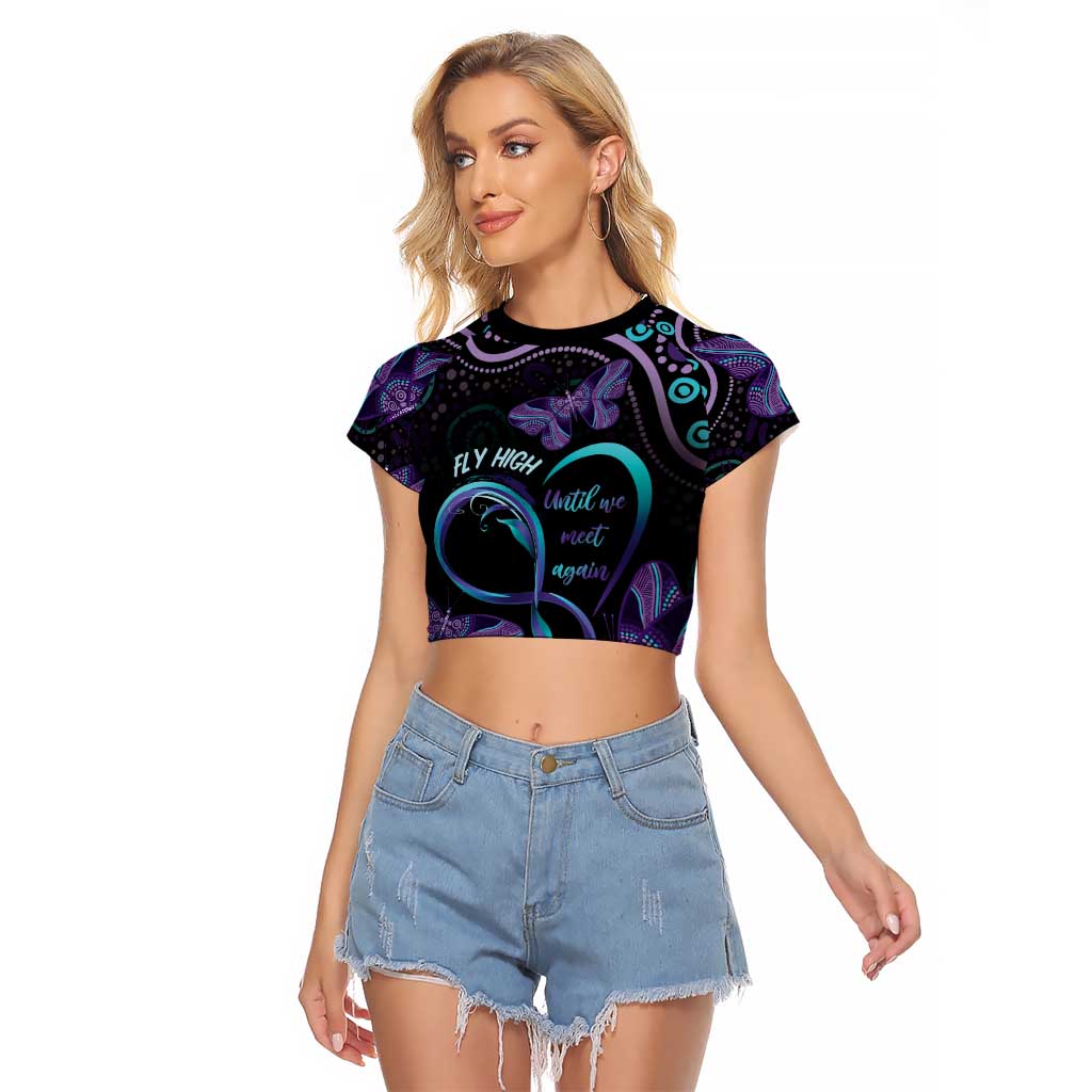 Personalized Australia Infinity Heart Indigenous Raglan Cropped T Shirt Fly High Until We Meet Again - Aussie Hoodie