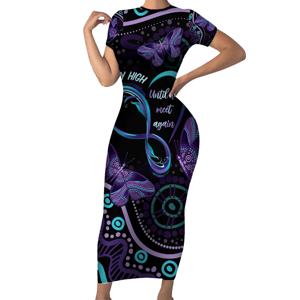 Personalized Australia Infinity Heart Indigenous Short Sleeve Bodycon Dress Fly High Until We Meet Again - Aussie Hoodie