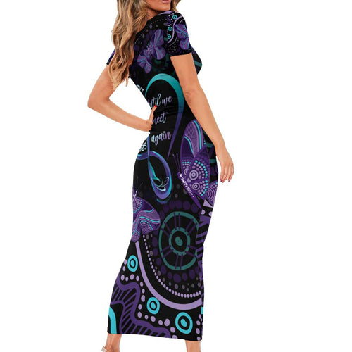Personalized Australia Infinity Heart Indigenous Short Sleeve Bodycon Dress Fly High Until We Meet Again - Aussie Hoodie
