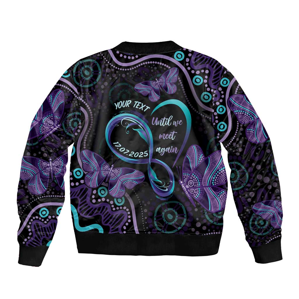 Personalized Australia Infinity Heart Indigenous Sleeve Zip Bomber Jacket Fly High Until We Meet Again - Aussie Hoodie