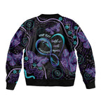 Personalized Australia Infinity Heart Indigenous Sleeve Zip Bomber Jacket Fly High Until We Meet Again - Aussie Hoodie
