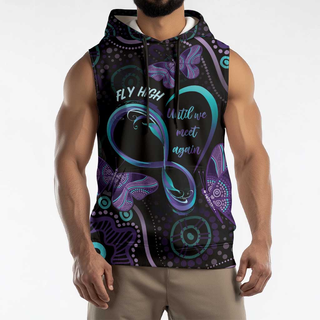 Personalized Australia Infinity Heart Indigenous Sleeveless Hoodie Fly High Until We Meet Again - Aussie Hoodie