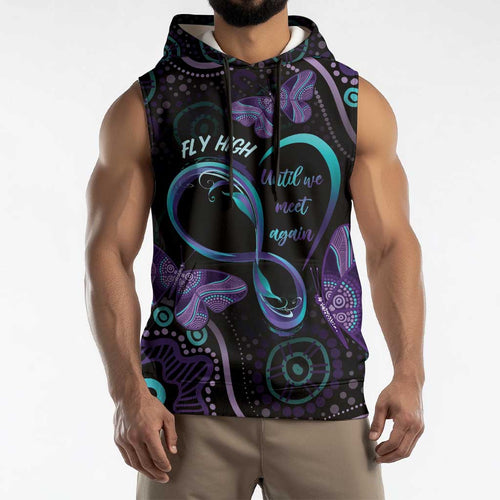 Personalized Australia Infinity Heart Indigenous Sleeveless Hoodie Fly High Until We Meet Again - Aussie Hoodie
