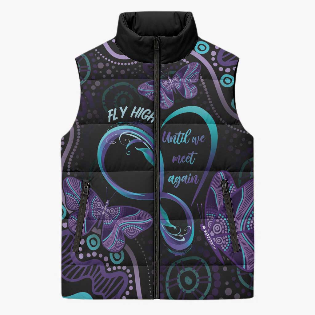 Personalized Australia Infinity Heart Indigenous Sleeveless Puffer Jacket Fly High Until We Meet Again - Aussie Hoodie