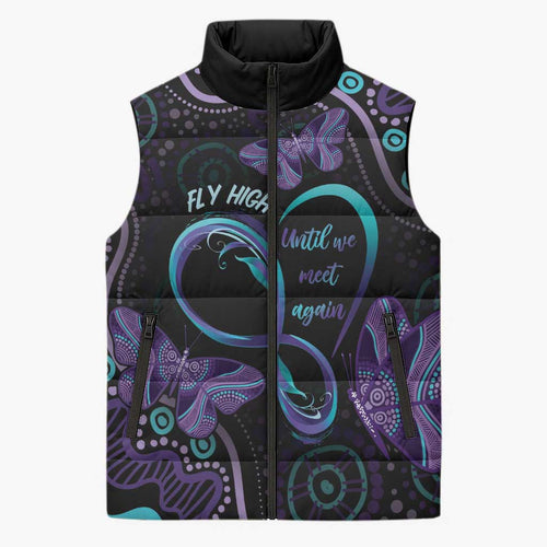 Personalized Australia Infinity Heart Indigenous Sleeveless Puffer Jacket Fly High Until We Meet Again - Aussie Hoodie