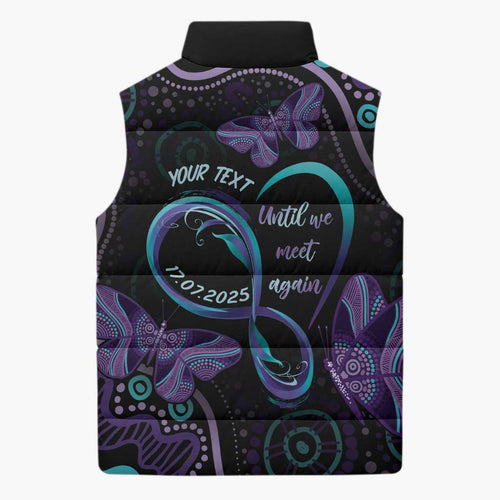 Personalized Australia Infinity Heart Indigenous Sleeveless Puffer Jacket Fly High Until We Meet Again - Aussie Hoodie