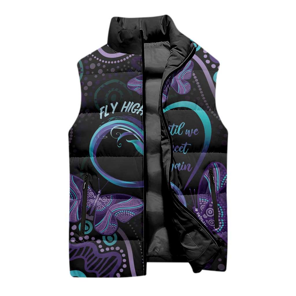 Personalized Australia Infinity Heart Indigenous Sleeveless Puffer Jacket Fly High Until We Meet Again - Aussie Hoodie
