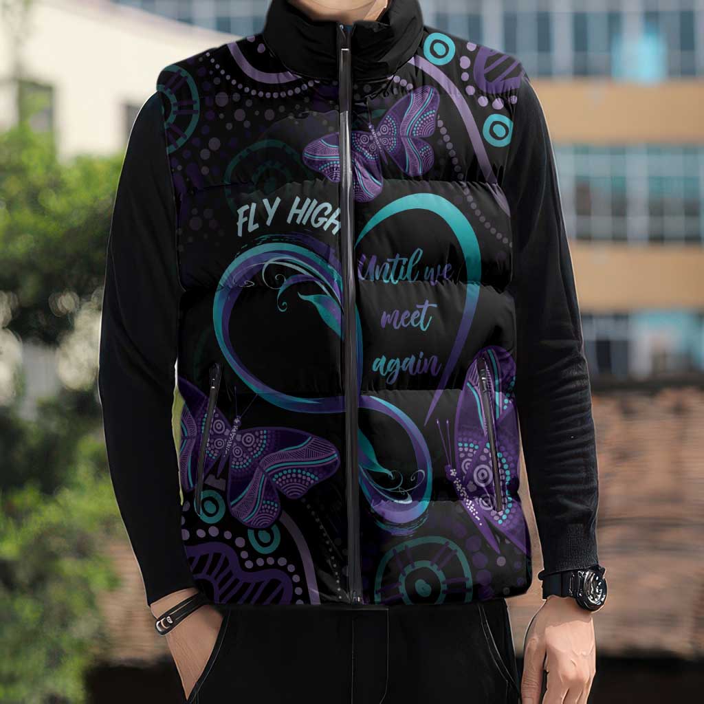 Personalized Australia Infinity Heart Indigenous Sleeveless Puffer Jacket Fly High Until We Meet Again - Aussie Hoodie