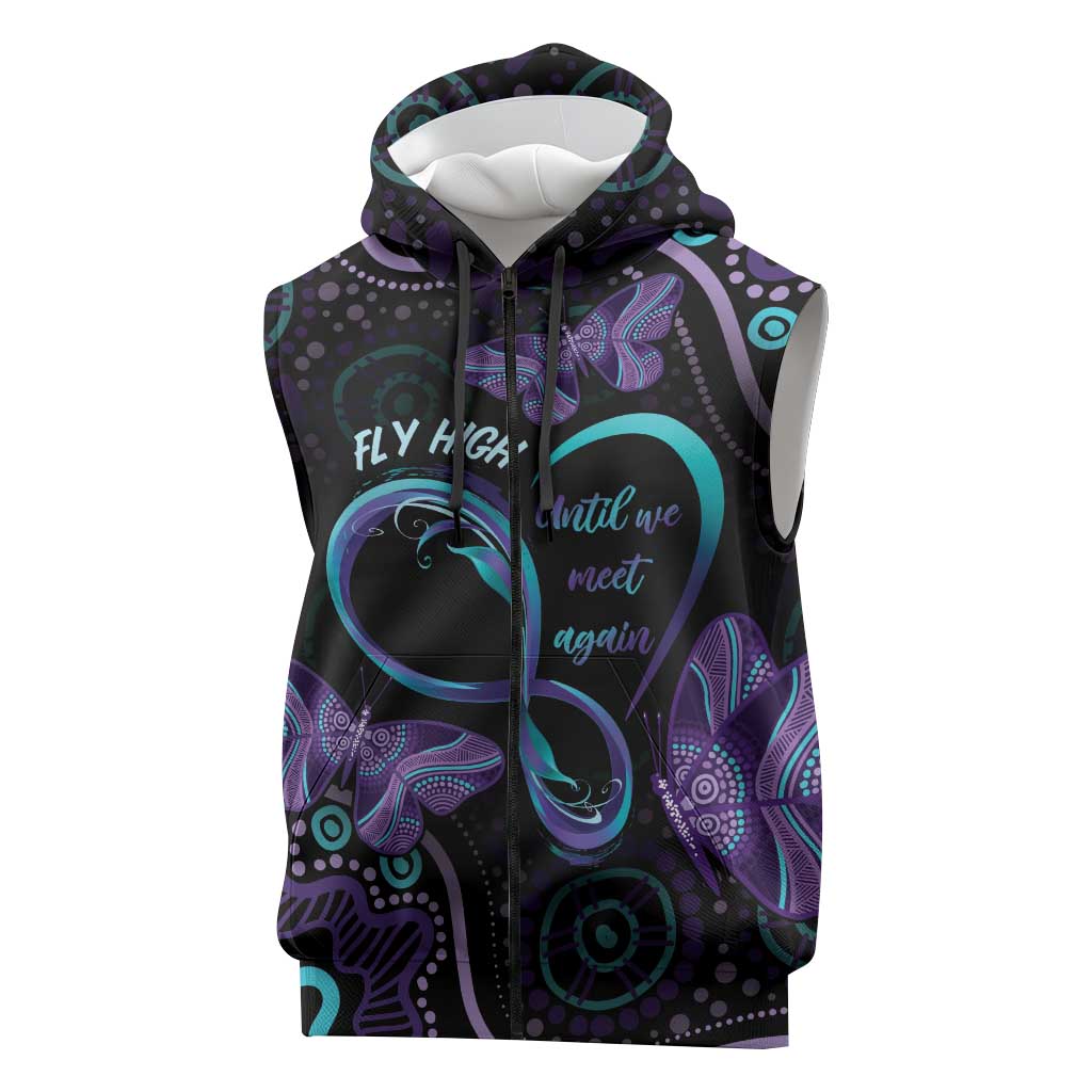 Personalized Australia Infinity Heart Indigenous Sleeveless Zip Hoodie Fly High Until We Meet Again LT7