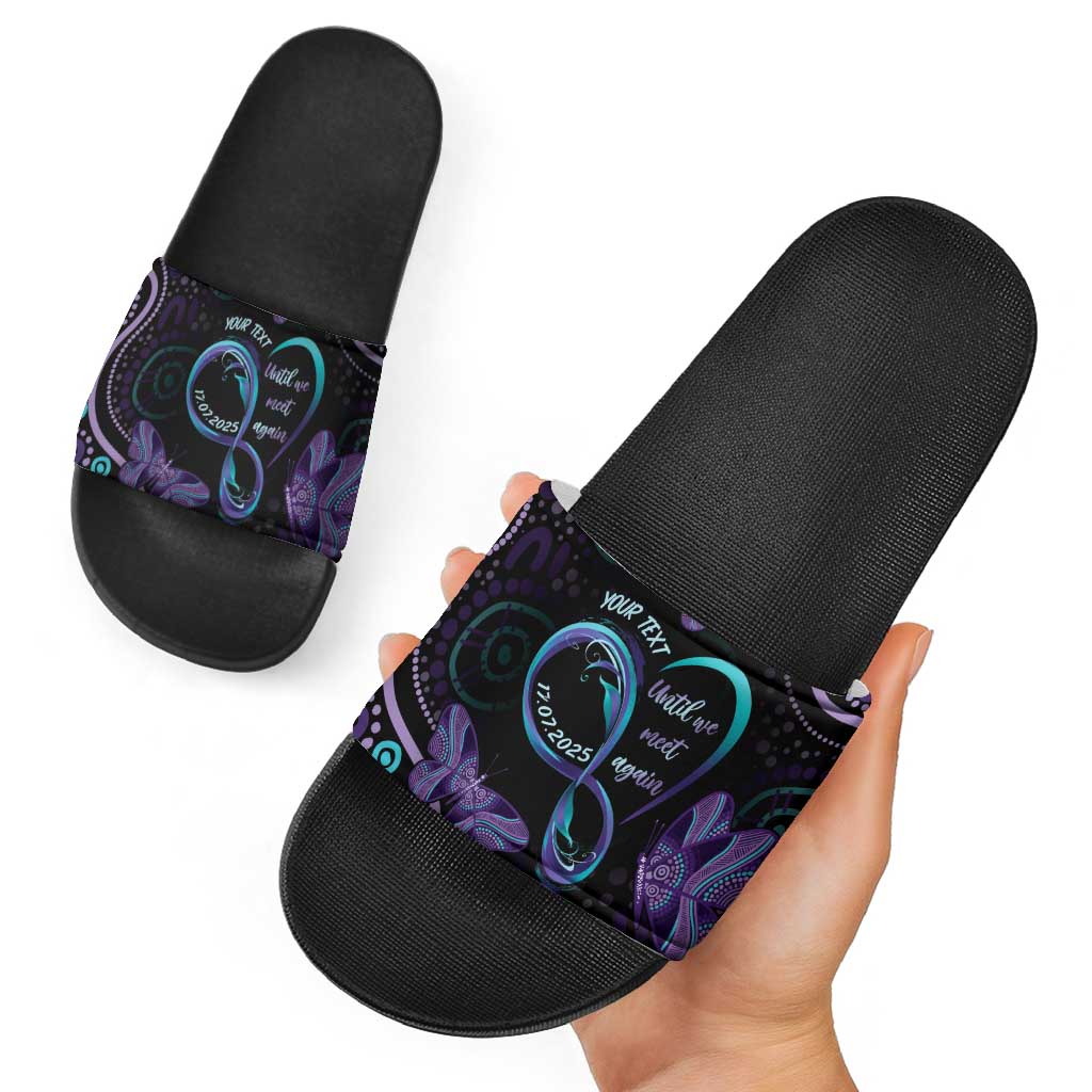 Personalized Australia Infinity Heart Indigenous Slide Sandals Fly High Until We Meet Again - Aussie Hoodie