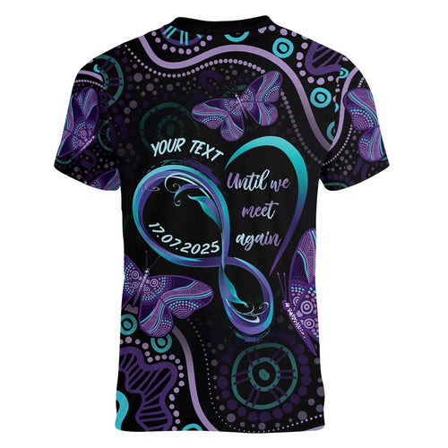 Personalized Australia Infinity Heart Indigenous Women V-Neck T-Shirt Fly High Until We Meet Again - Aussie Hoodie