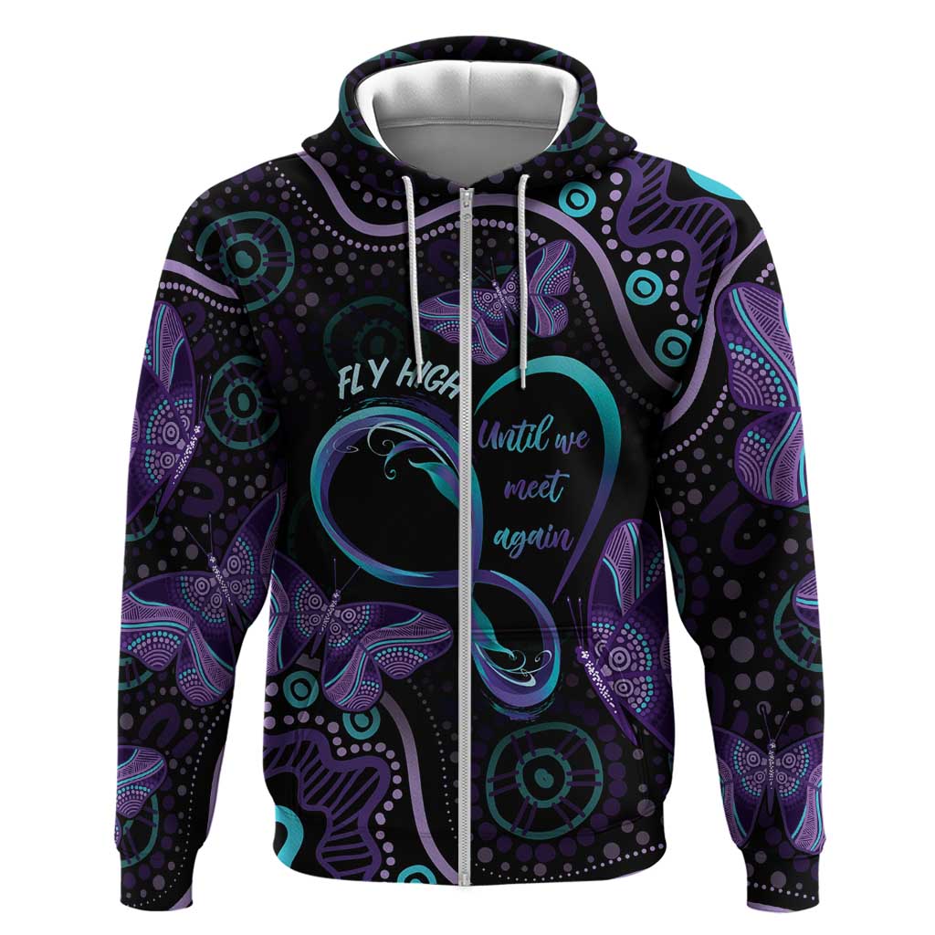 Personalized Australia Infinity Heart Indigenous Zip Hoodie Fly High Until We Meet Again - Aussie Hoodie