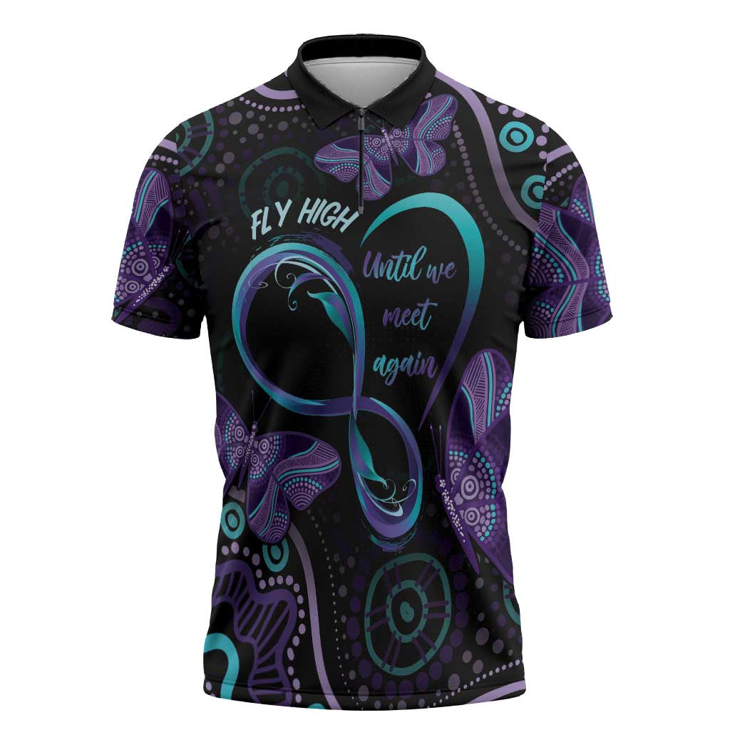 Personalized Australia Infinity Heart Indigenous Zipper Polo Shirt Fly High Until We Meet Again - Aussie Hoodie
