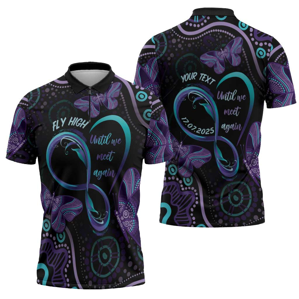 Personalized Australia Infinity Heart Indigenous Zipper Polo Shirt Fly High Until We Meet Again - Aussie Hoodie