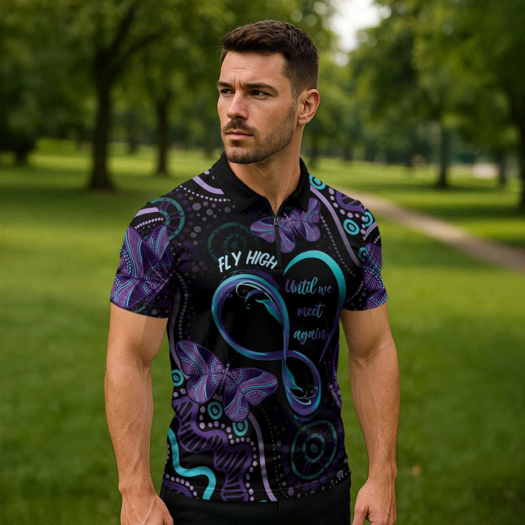 Personalized Australia Infinity Heart Indigenous Zipper Polo Shirt Fly High Until We Meet Again - Aussie Hoodie