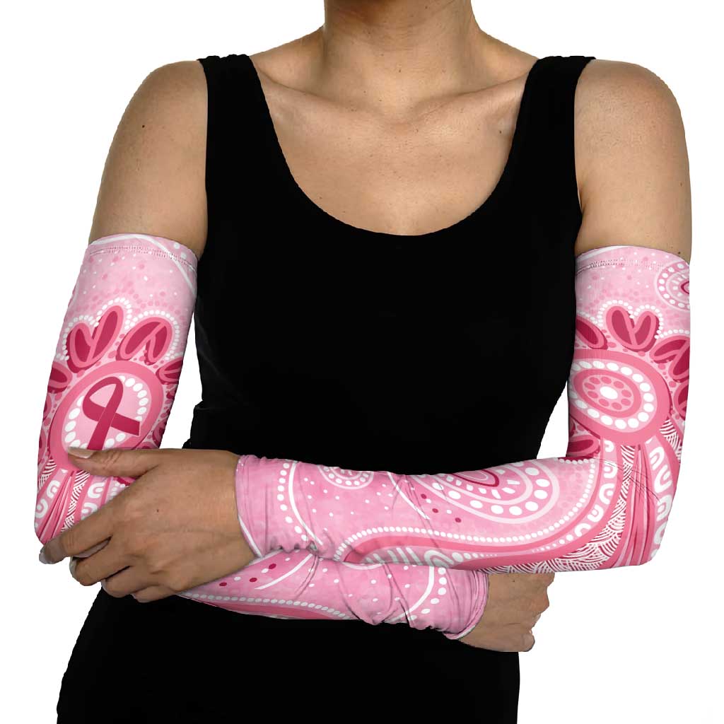 First Nation Aboriginal Dot Arts Arm Sleeves Think Pink - Aussie Hoodie