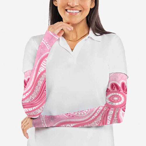 First Nation Aboriginal Dot Arts Arm Sleeves Think Pink - Aussie Hoodie