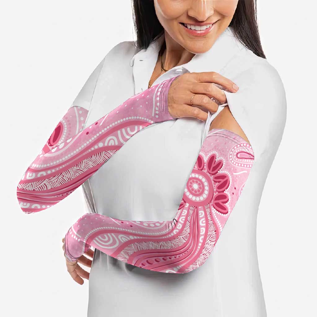 First Nation Aboriginal Dot Arts Arm Sleeves Think Pink - Aussie Hoodie