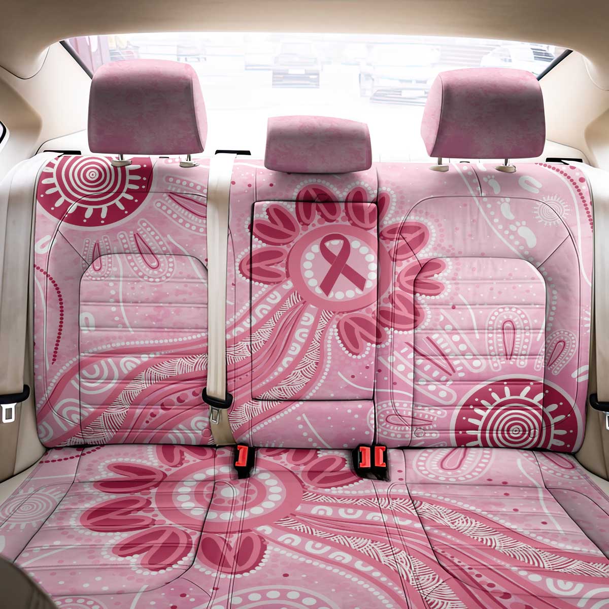 First Nation Aboriginal Dot Arts Back Car Seat Cover Think Pink - Aussie Hoodie