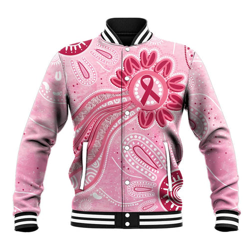 First Nation Aboriginal Dot Arts Baseball Jacket Think Pink - Aussie Hoodie