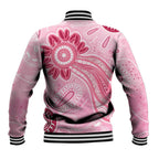 First Nation Aboriginal Dot Arts Baseball Jacket Think Pink - Aussie Hoodie