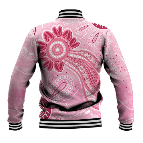 First Nation Aboriginal Dot Arts Baseball Jacket Think Pink - Aussie Hoodie